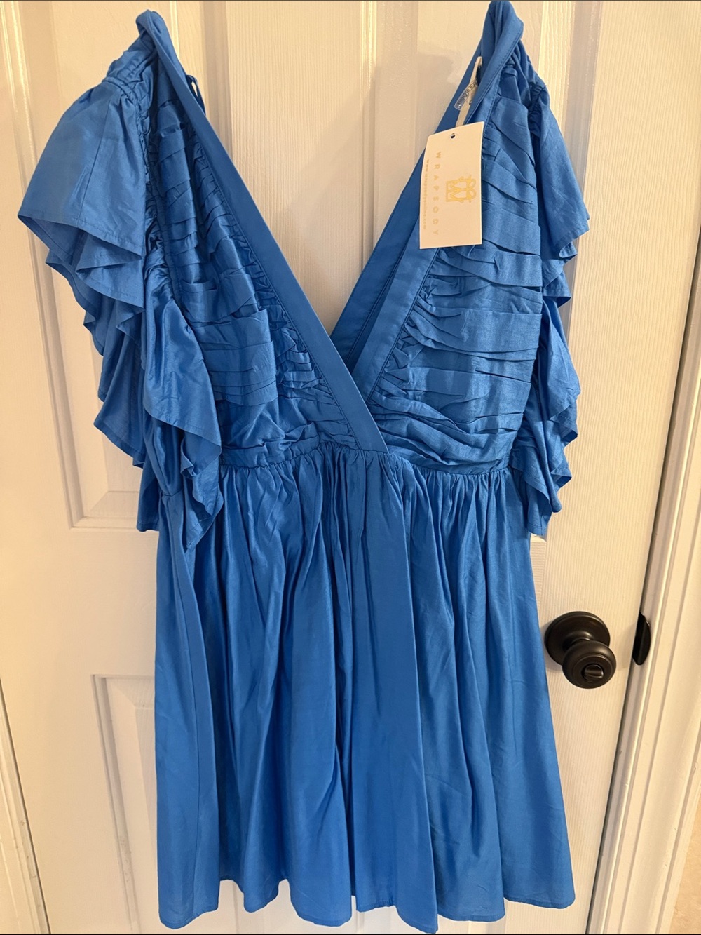 entro Blue Ruffle Mini Dress
